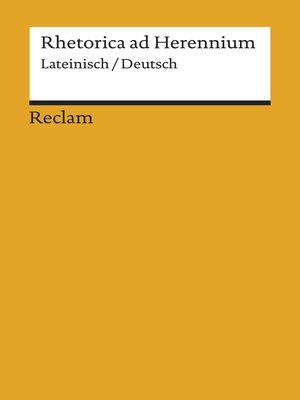 cover image of Rhetorica ad Herennium. Lateinisch/Deutsch